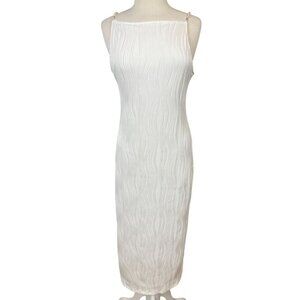 Rihoas The Water Ripple Textured Cami Dress Faux Pearl Straps Back Zip NWT XL